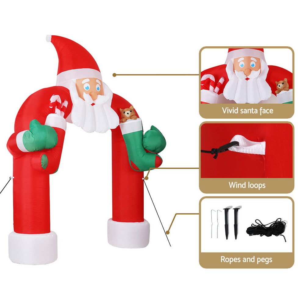 Jingle Jollys Christmas Inflatable Santa Archway 2.3M Outdoor Decorations Lights - ShopFrenzy