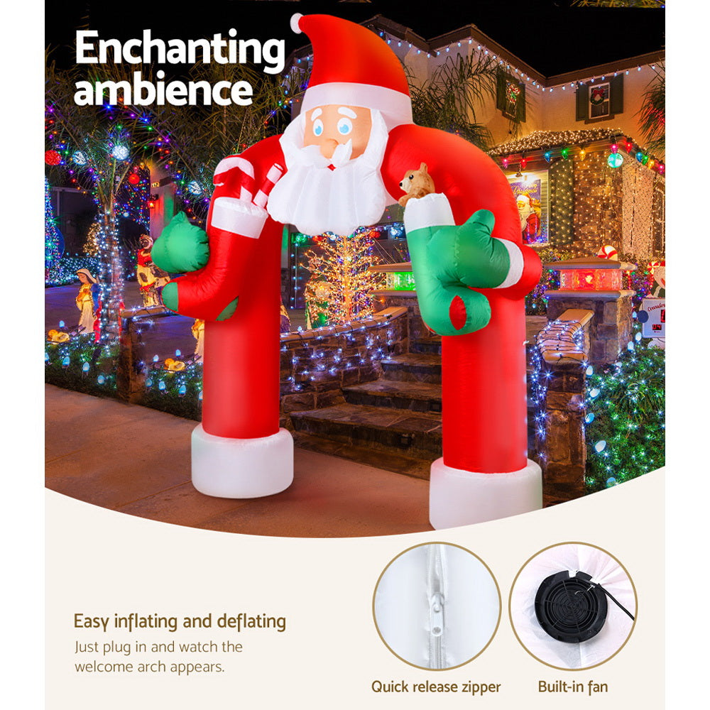 Jingle Jollys Christmas Inflatable Santa Archway 2.3M Outdoor Decorations Lights - ShopFrenzy