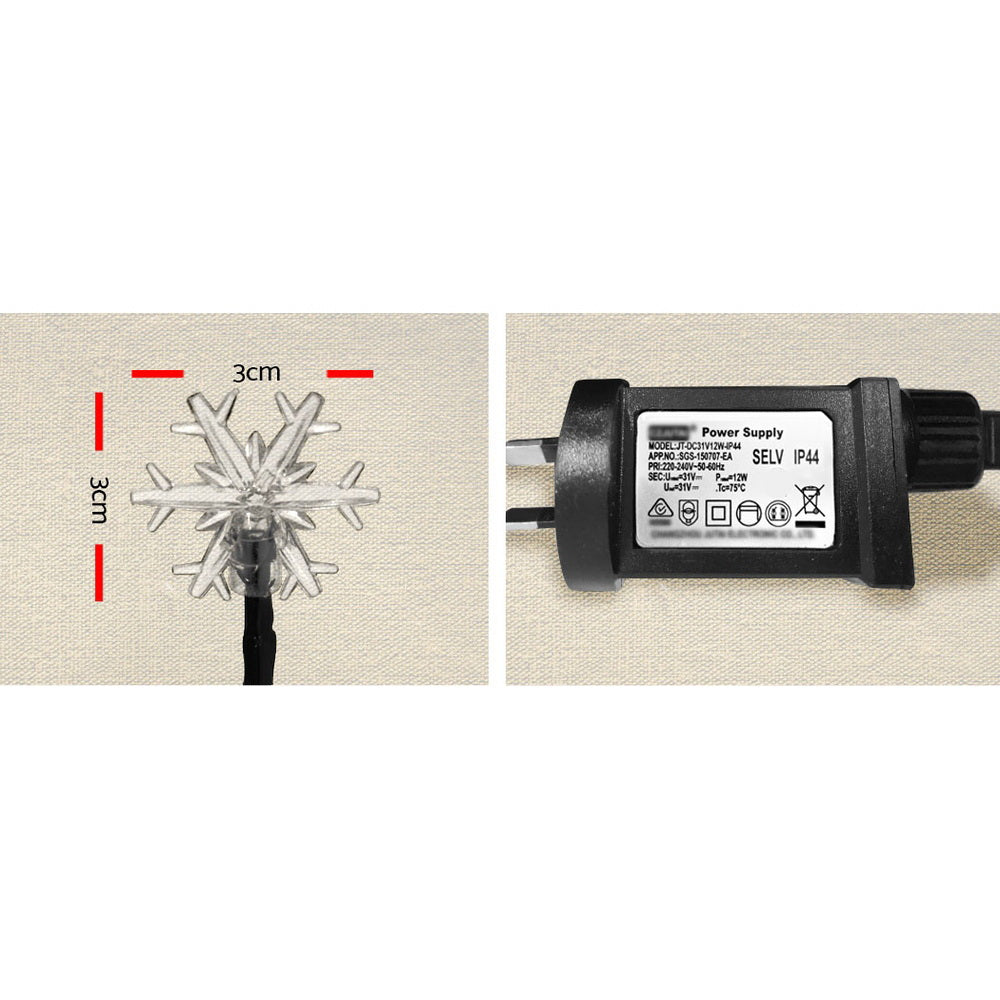 Jingle Jollys Christmas Lights 100 LED 10M String Light Snow Decorations - ShopFrenzy