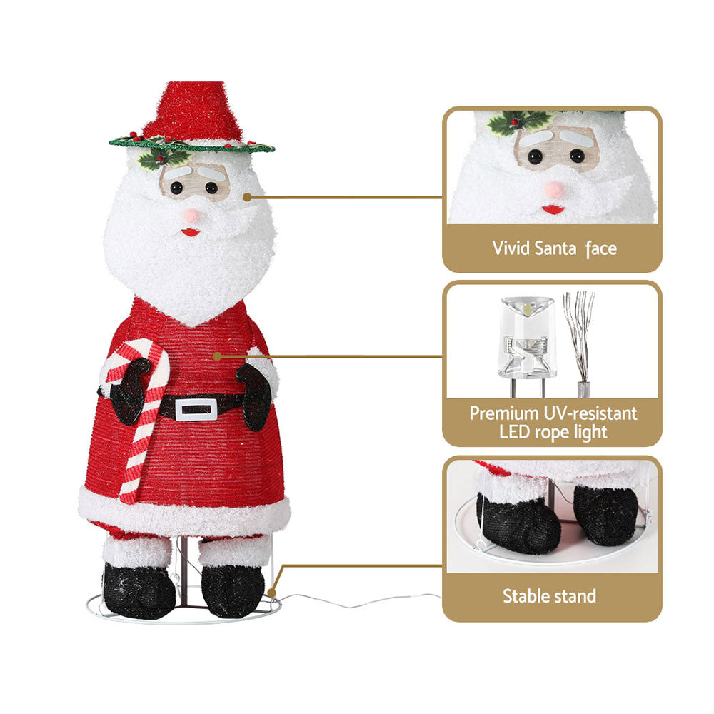 Jingle Jollys Christmas Lights 96 LED 120cm Fairy Light Santa Decorations - ShopFrenzy