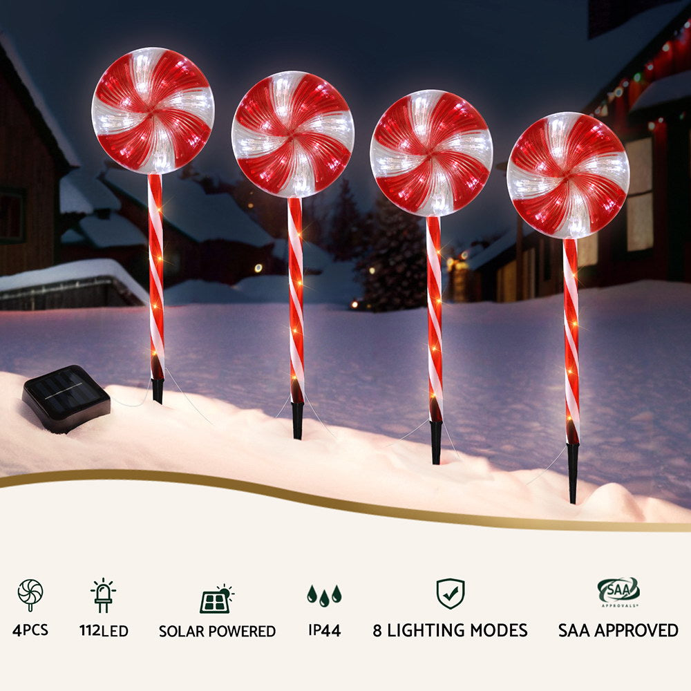 4 PCS Christmas Lights Path Ground Light Garden Decoration 112 LED Jingle Jollys - ShopFrenzy