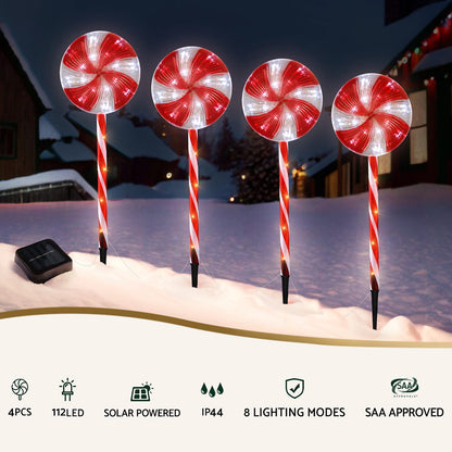 4 PCS Christmas Lights Path Ground Light Garden Decoration 112 LED Jingle Jollys - ShopFrenzy