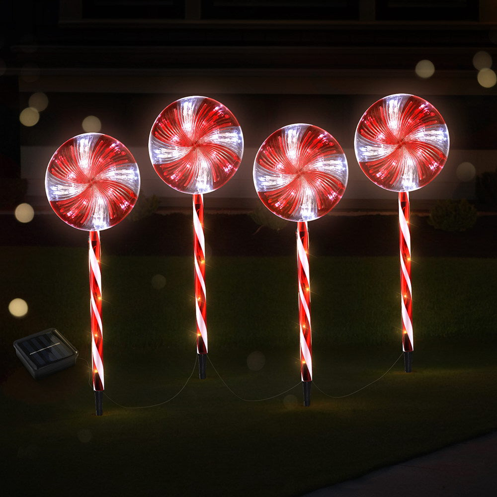 4 PCS Christmas Lights Path Ground Light Garden Decoration 112 LED Jingle Jollys - ShopFrenzy