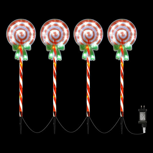 4 PCS Christmas Lights Path Ground Light Garden Decorations 68 LED Jingle Jollys - ShopFrenzy