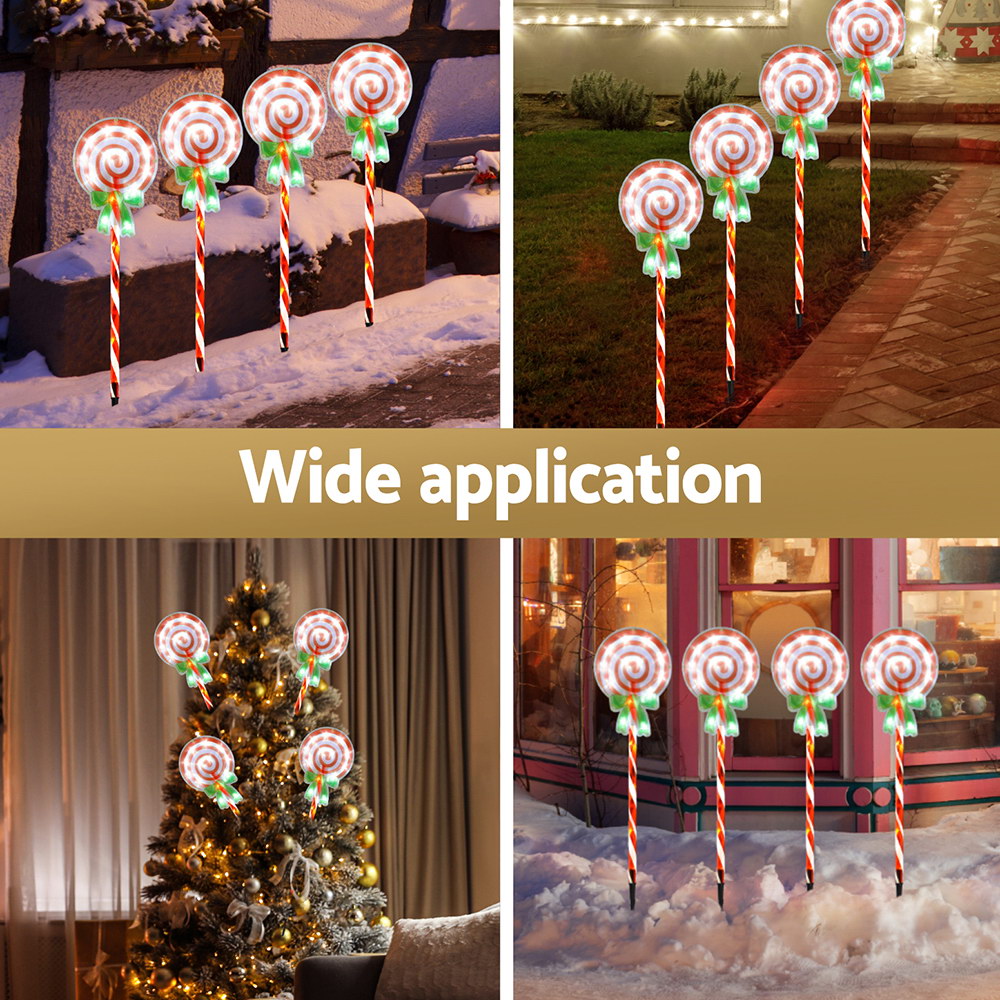 4 PCS Christmas Lights Path Ground Light Garden Decorations 68 LED Jingle Jollys - ShopFrenzy