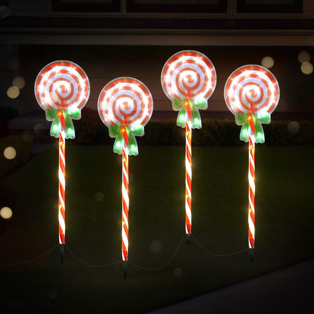 4 PCS Christmas Lights Path Ground Light Garden Decorations 68 LED Jingle Jollys - ShopFrenzy