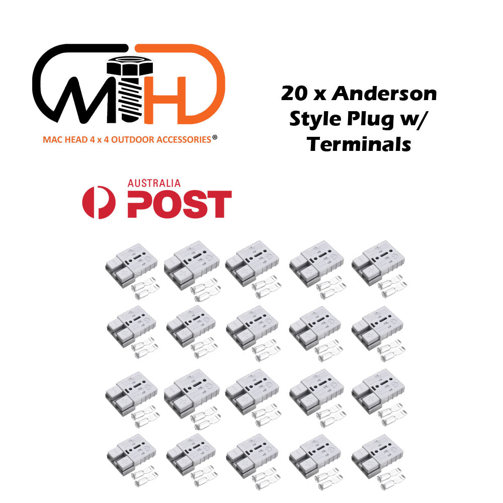 20x Anderson Style Plug connector 50AMP Caravan Trailer Solar 6AWG GREY - ShopFrenzy