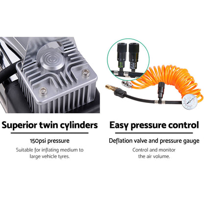 Giantz Air Compressor 12V 4x4 Tyre 85L/min Deflator Inflator Car Truck Portable - ShopFrenzy