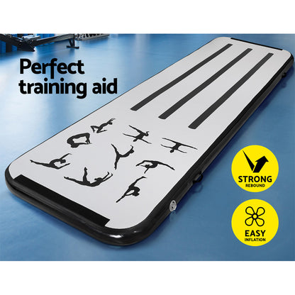 Everfit 3M Air Track Gymnastics Tumbling Mat Exercise Cheerleading Unique Black - ShopFrenzy