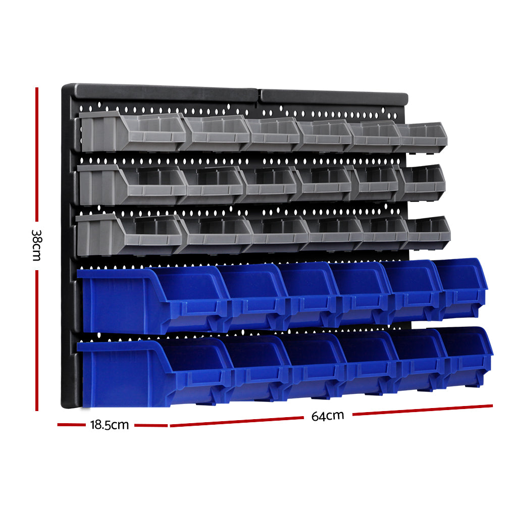 Giantz 30 Storage Bin Rack Wall Mounted - ShopFrenzy
