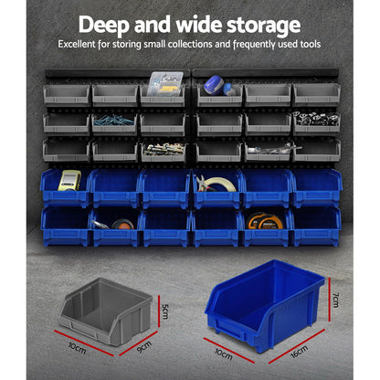 Giantz 30 Storage Bin Rack Wall Mounted - ShopFrenzy