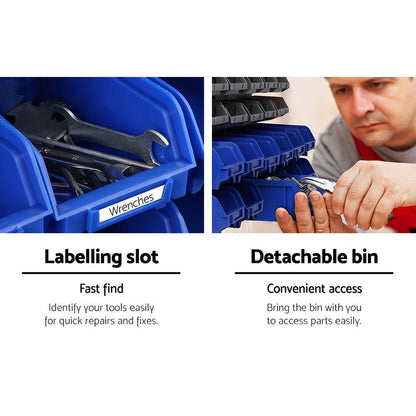 Giantz 30 Storage Bin Rack Wall Mounted - ShopFrenzy