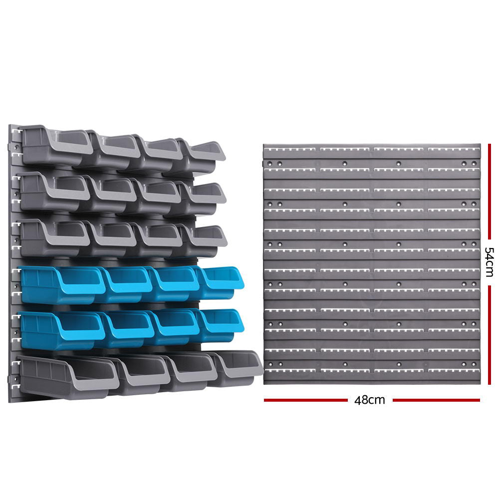 Giantz 44 Storage Bin Rack Wall Mounted Peg Board - ShopFrenzy