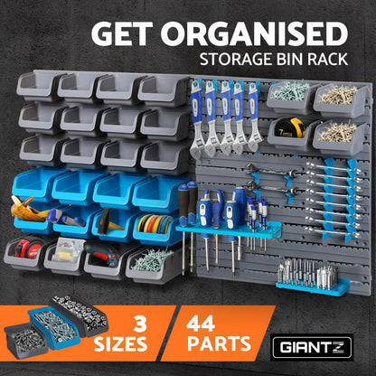 Giantz 44 Storage Bin Rack Wall Mounted Peg Board - ShopFrenzy