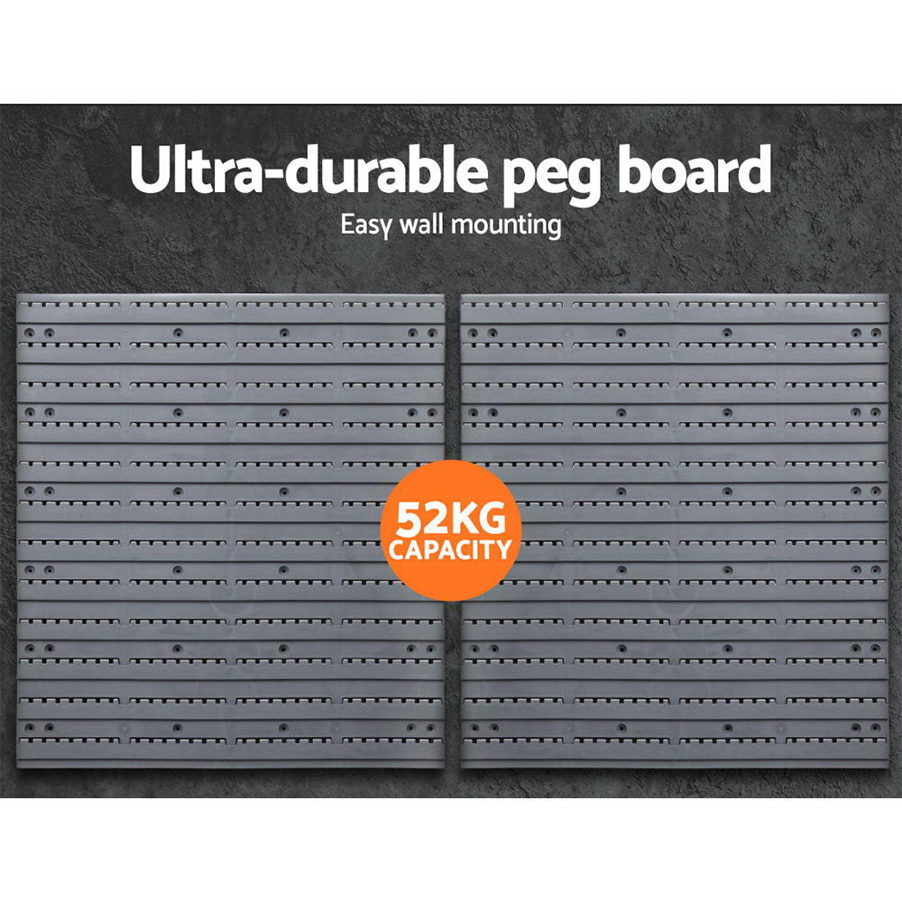 Giantz 44 Storage Bin Rack Wall Mounted Peg Board - ShopFrenzy