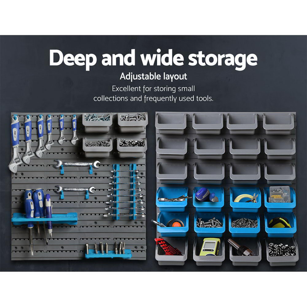 Giantz 44 Storage Bin Rack Wall Mounted Peg Board - ShopFrenzy