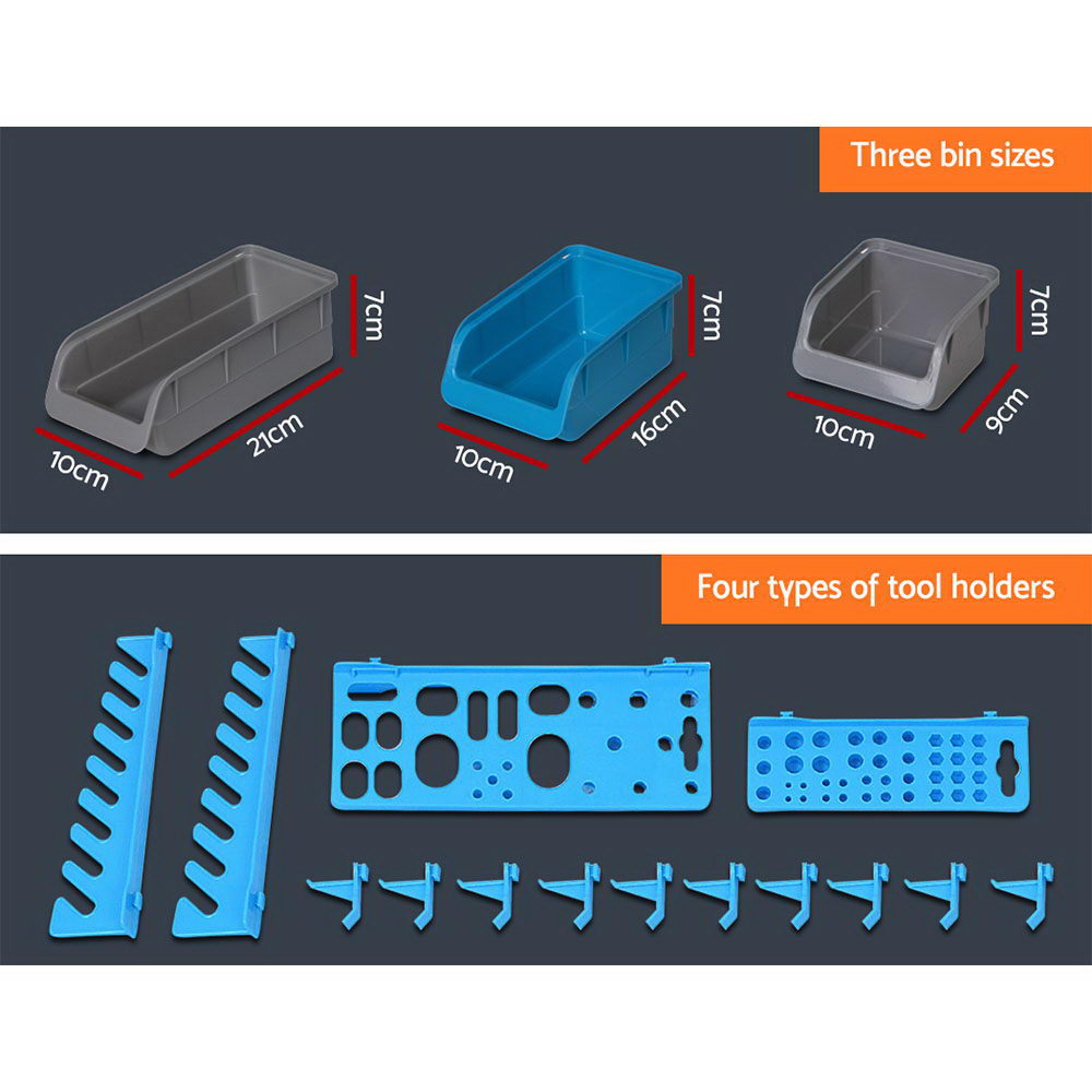 Giantz 44 Storage Bin Rack Wall Mounted Peg Board - ShopFrenzy