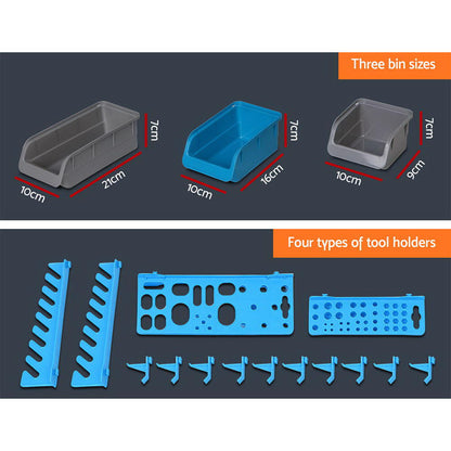 Giantz 44 Storage Bin Rack Wall Mounted Peg Board - ShopFrenzy
