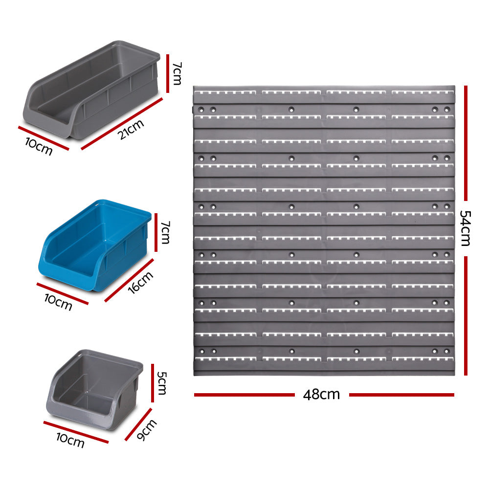 Giantz 48 Storage Bin Rack Wall Mounted Steel Board - ShopFrenzy