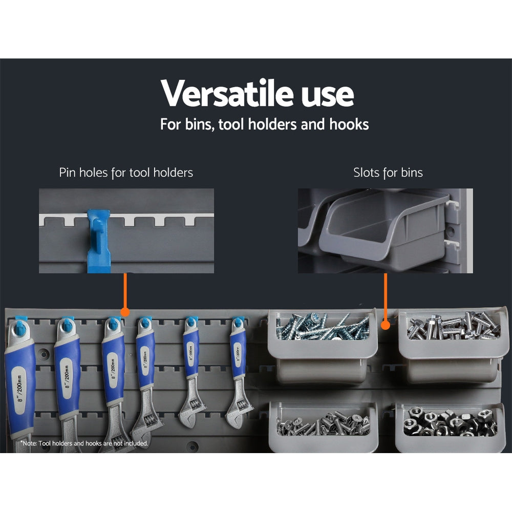 Giantz 48 Storage Bin Rack Wall Mounted Steel Board - ShopFrenzy