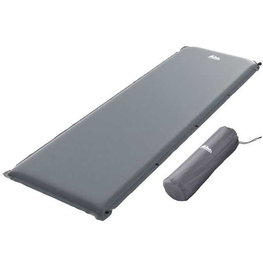 Weisshorn Self Inflating Mattress Camping Sleeping Mat Air Bed Pad Single Grey - ShopFrenzy