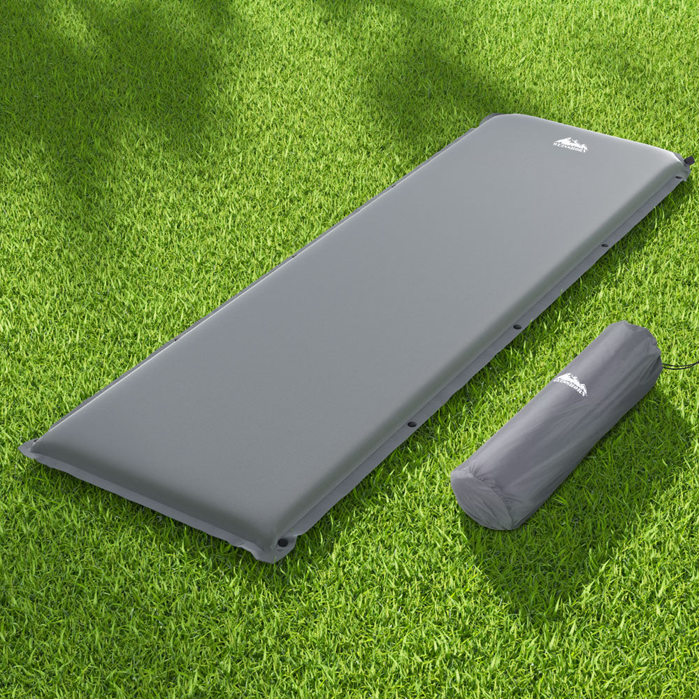 Weisshorn Self Inflating Mattress Camping Sleeping Mat Air Bed Pad Single Grey - ShopFrenzy