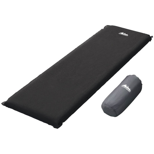 Weisshorn Self Inflating Mattress Camping Sleeping Mat Air Bed Pad Single Black - ShopFrenzy