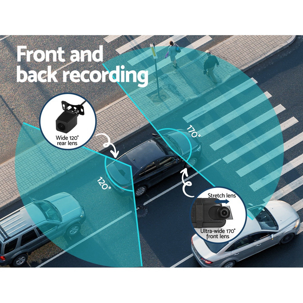 UL-tech Dash Camera 1080P 9.66" Front and Rear View Cam Car DVR Reverse Recorder - ShopFrenzy