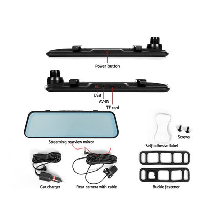 UL-tech Dash Camera 1080P 9.66" Front and Rear View Cam Car DVR Reverse Recorder - ShopFrenzy
