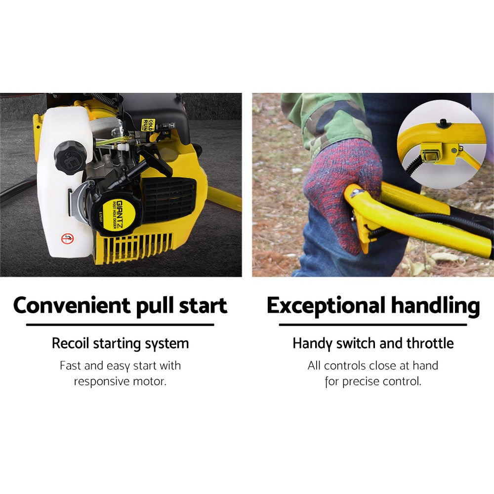 Giantz 80CC Post Hole Digger Motor Only Petrol Engine Yellow - ShopFrenzy