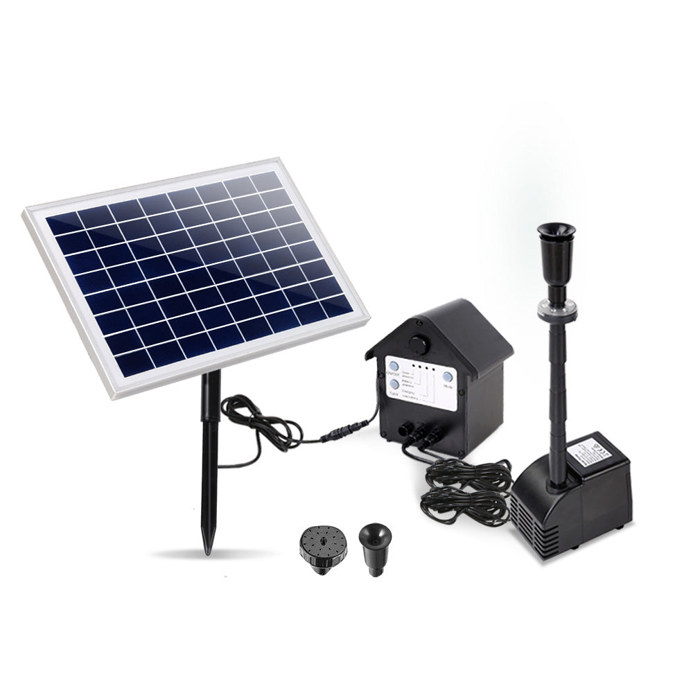 Gardeon Solar Pond Pump Submersible Water Fountain with Battery Kit LED Lights 6.6FT - ShopFrenzy
