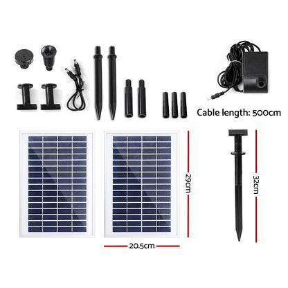 Gardeon Solar Pond Pump Submersible Water Fountain Kit with 2 Panels 7.2FT - ShopFrenzy