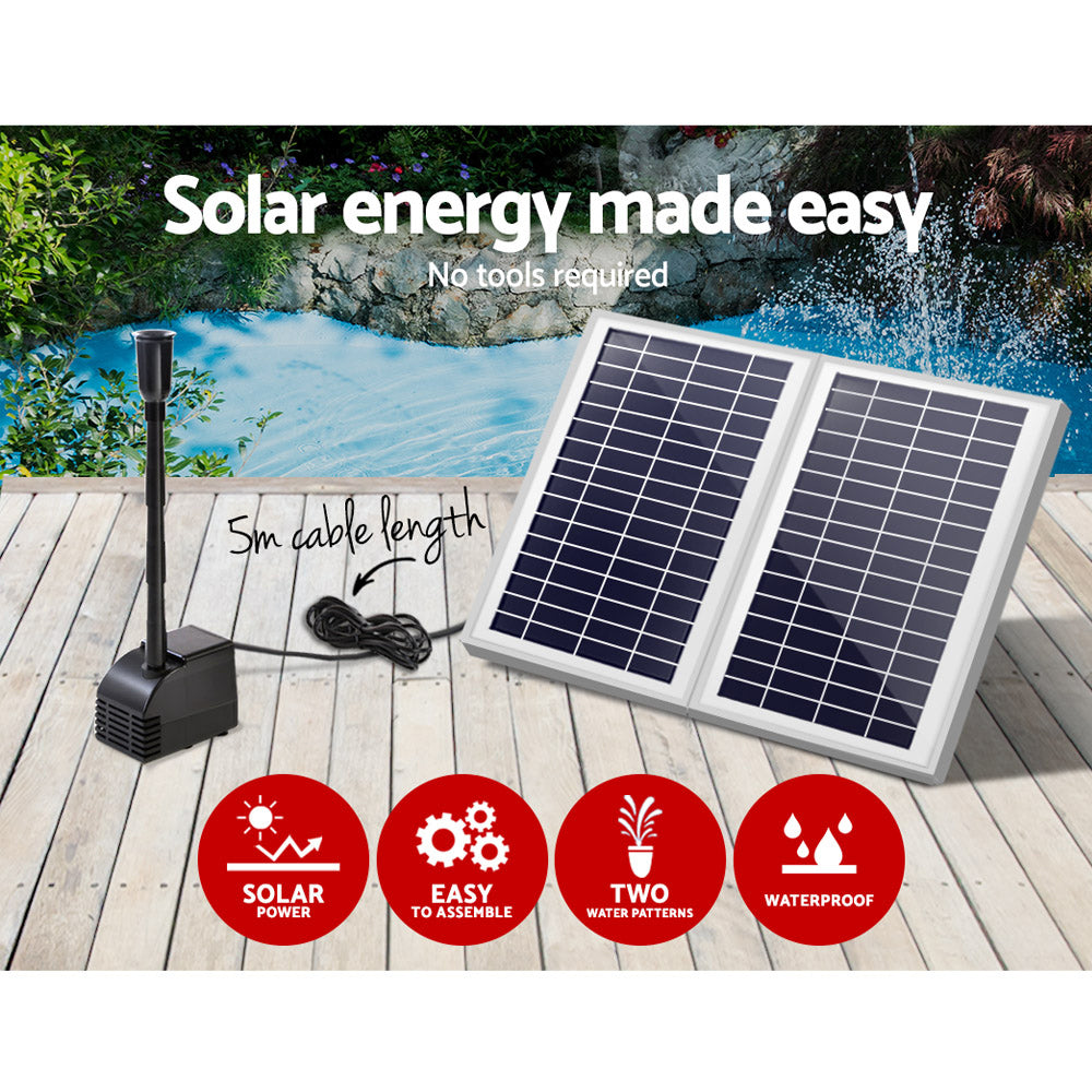 Gardeon Solar Pond Pump Submersible Water Fountain Kit with 2 Panels 7.2FT - ShopFrenzy