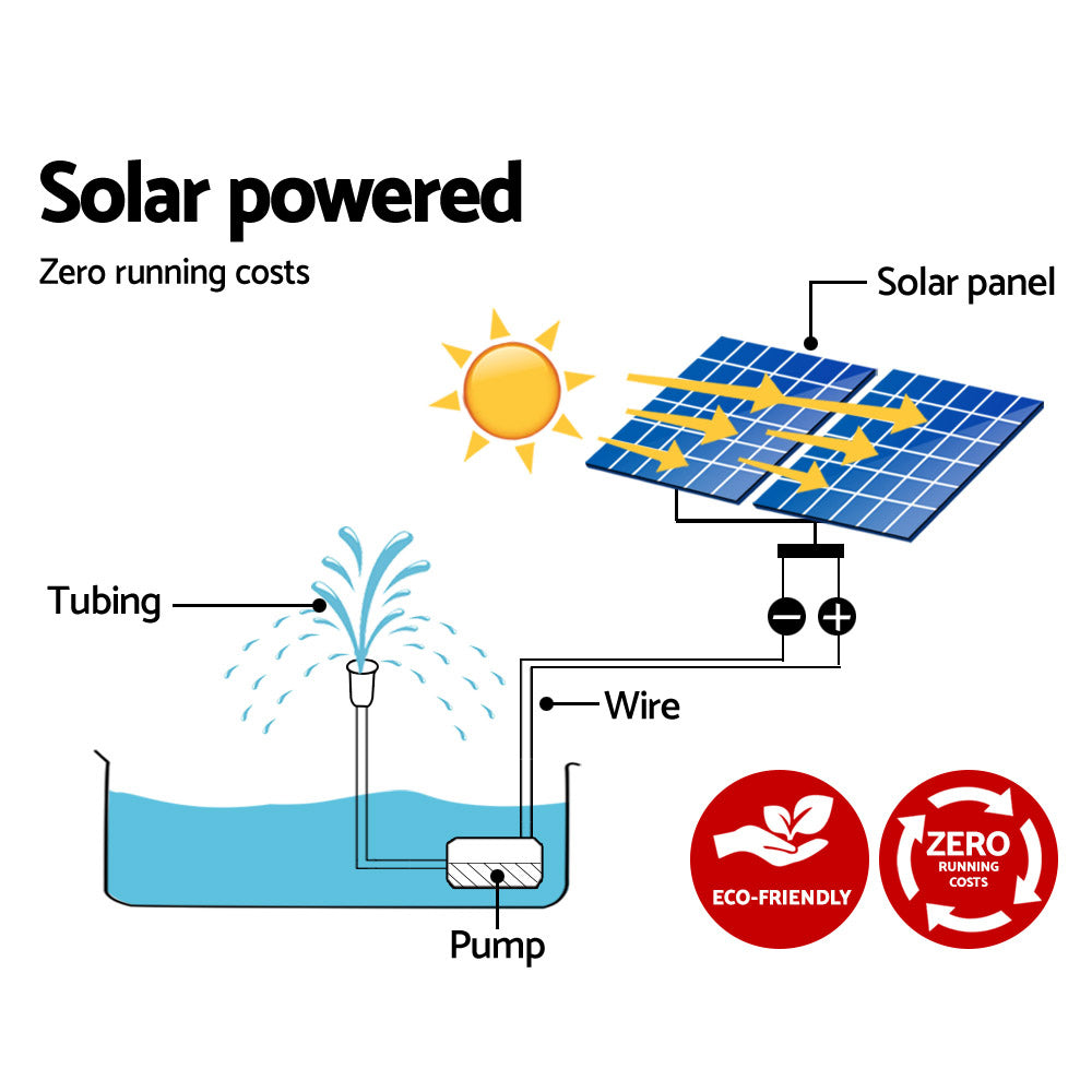 Gardeon Solar Pond Pump Submersible Water Fountain Kit with 2 Panels 7.2FT - ShopFrenzy