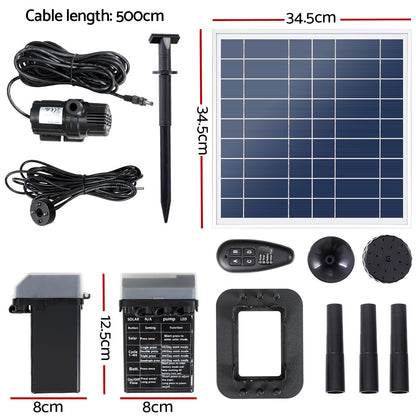 Gardeon Solar Pond Pump with Battery Kit LED Lights 9.8FT - ShopFrenzy