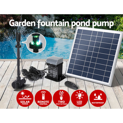 Gardeon Solar Pond Pump with Battery Kit LED Lights 9.8FT - ShopFrenzy