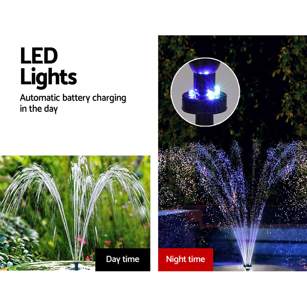 Gardeon Solar Pond Pump with Battery Kit LED Lights 9.8FT - ShopFrenzy