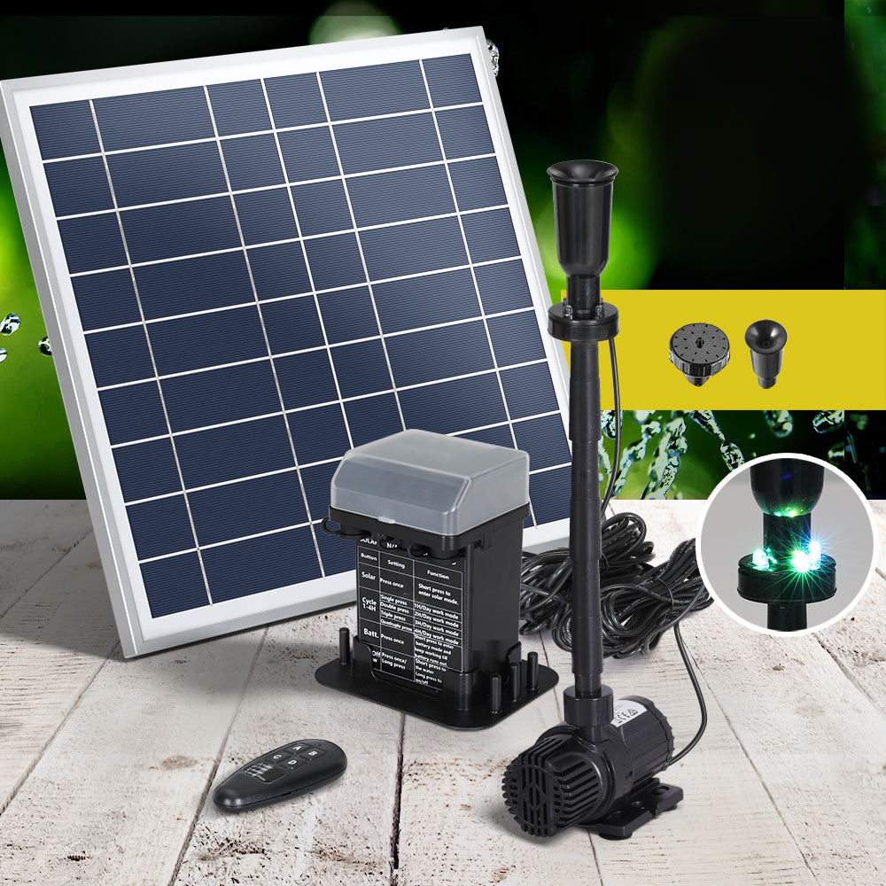 Gardeon Solar Pond Pump with Battery Kit LED Lights 9.8FT - ShopFrenzy