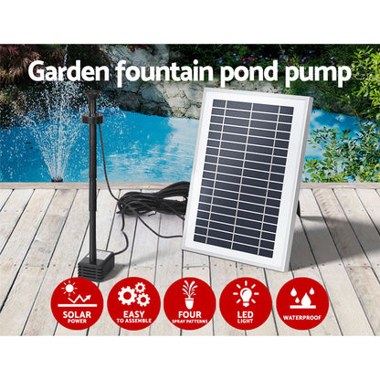 Gardeon Solar Pond Pump Submersible Water Fountain with Battery LED Lights 4.4FT - ShopFrenzy