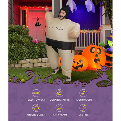 Inflatable Sumo Costume Adult Suit Blow Up Party Fancy Dress Halloween Cosplay - ShopFrenzy