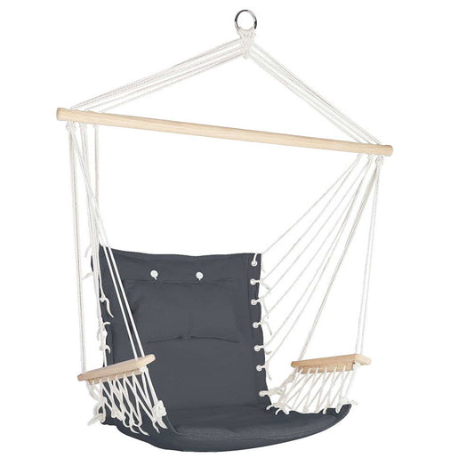 Gardeon Hammock Chair Hanging with Armrest Camping Hammocks Grey - ShopFrenzy