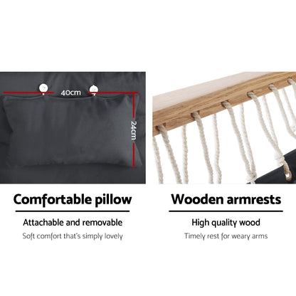 Gardeon Hammock Chair Hanging with Armrest Camping Hammocks Grey - ShopFrenzy