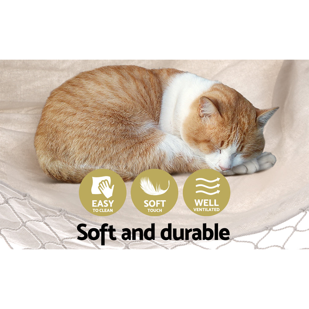 Gardeon Hanging Hammock Chair Outdoor Swing Hammocks Tassel Cream - ShopFrenzy