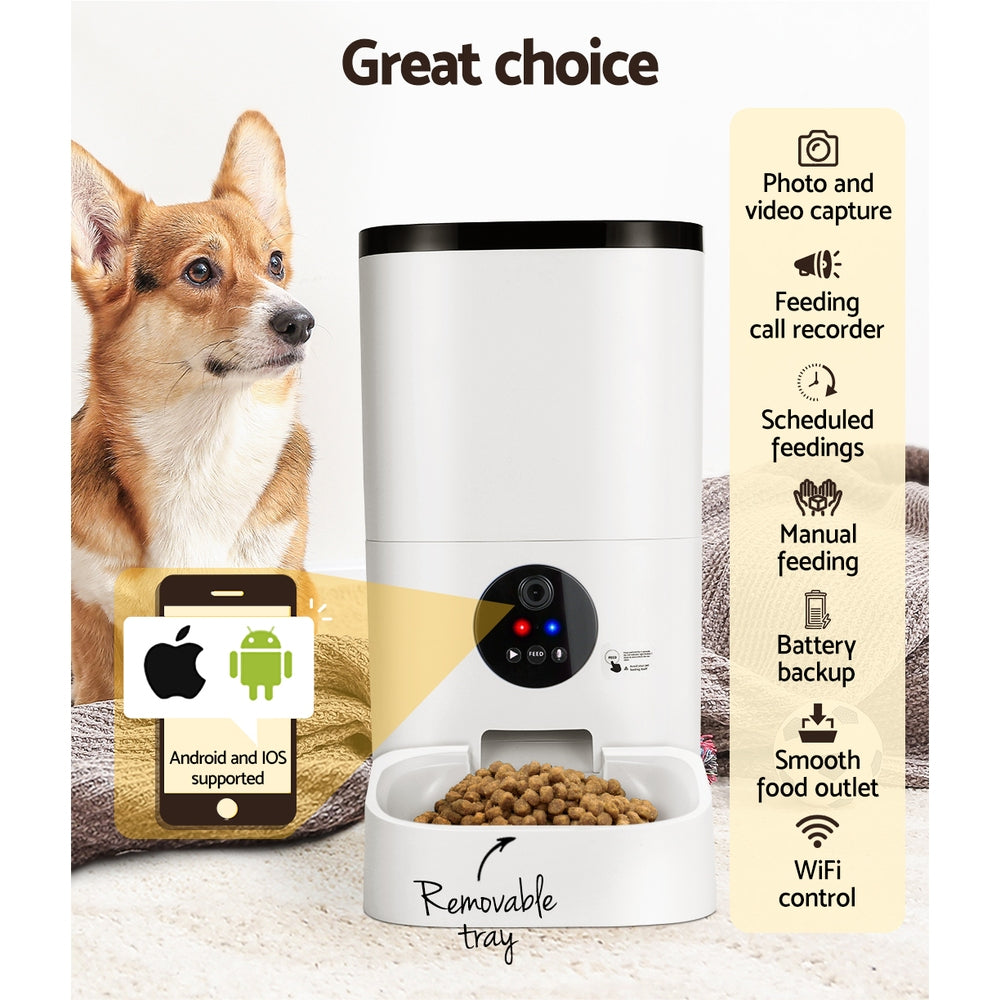 i.Pet Automatic Pet Feeder 6L Wifi Camera Dog Cat Smart Food Dispenser Timer - ShopFrenzy
