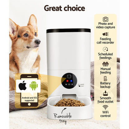 i.Pet Automatic Pet Feeder 6L Wifi Camera Dog Cat Smart Food Dispenser Timer - ShopFrenzy