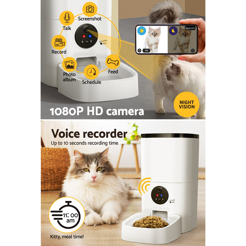 i.Pet Automatic Pet Feeder 6L Wifi Camera Dog Cat Smart Food Dispenser Timer - ShopFrenzy