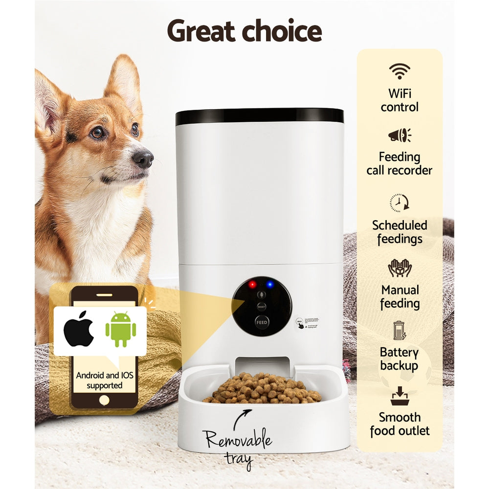i.Pet Automatic Pet Feeder 6L Wifi Auto Dog Cat Smart Food Dispenser Timer - ShopFrenzy