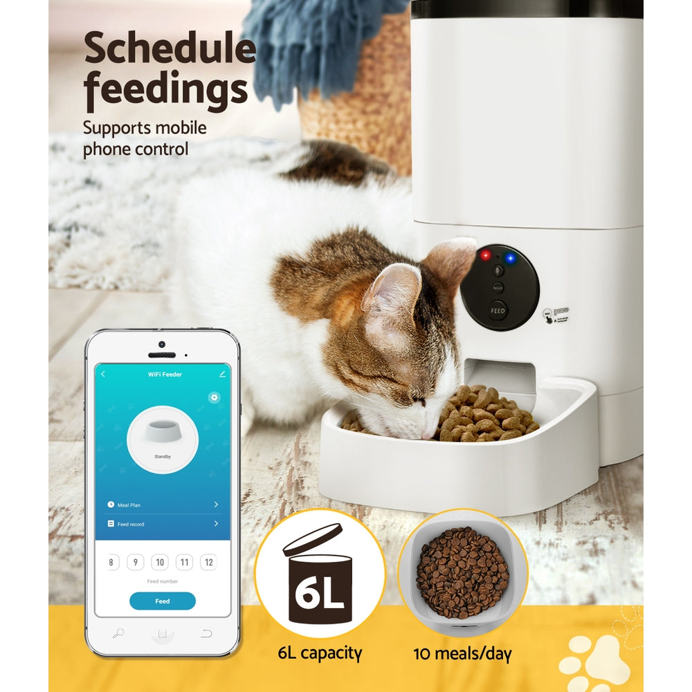 i.Pet Automatic Pet Feeder 6L Wifi Auto Dog Cat Smart Food Dispenser Timer - ShopFrenzy