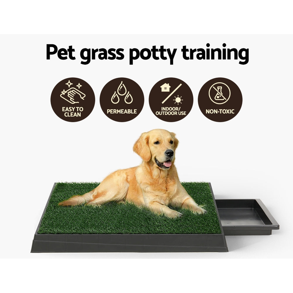 i.Pet Pet Training Pad Dog Potty Toilet Large Portable With Tray Grass 2 Mats - ShopFrenzy