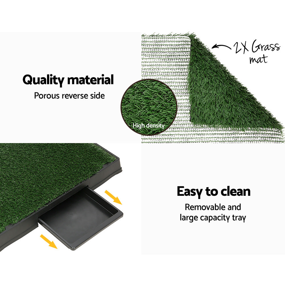 i.Pet Pet Training Pad Dog Potty Toilet Large Portable With Tray Grass 2 Mats - ShopFrenzy